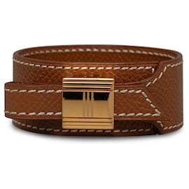 Hermès-Bracelet Hermès en cuir marron Artemis Wrap-Marron