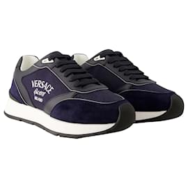 Versace-New Runner Sneakers - Versace - Leather - Blue Navy-Blue