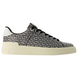 Baskets B-Court - Balmain - Cuir - Noir Noir
