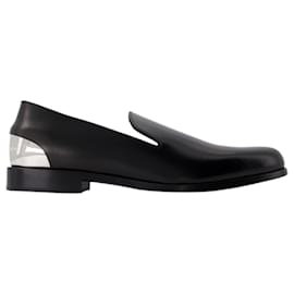 Alexander Mcqueen-Mocasines Tacón Metal - Alexander McQueen - Piel - Negro/plata-Negro