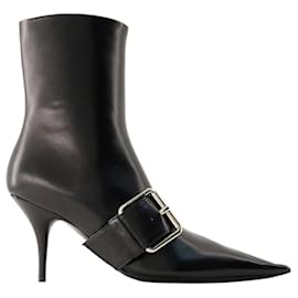 Balenciaga-Knife Belt M80 Ankle Boots - Balenciaga - Leather - Black/silver-Black
