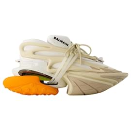 Balmain-Unicorn Low Sneakers - Balmain - Leather - Beige-Brown,Beige
