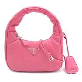 Prada-Weich gepolsterte Mini-Hobo-Tasche aus Nappaleder 1BA3842DYIF0410-Pink