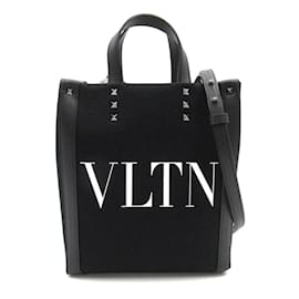 Valentino-Sac cabas en toile Valentino Mini Logo Ecolab Shopper 3Y2b0b78PYY0NI en excellent état-Noir