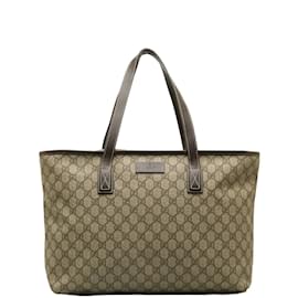 Gucci-GG Supreme Tote Bag 211137-Brown