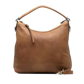 Gucci-Leather Miss GG Shoulder Bag 326514-Brown