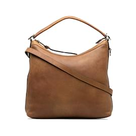 Gucci-Leather Miss GG Shoulder Bag 326514-Brown