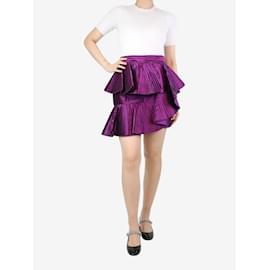Balmain-Purple satin pleated skirt - size UK 12-Purple