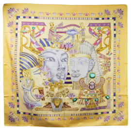Hermès-Yellow sphinx print scarf - size-Yellow