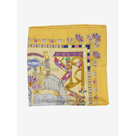 Hermès-Yellow sphinx print scarf - size-Yellow