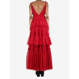 Needle & Thread-Vestido de malha vermelho escuro - tamanho Reino Unido 4-Vermelho