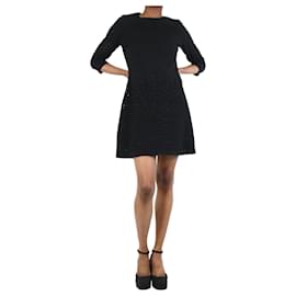 Christian Dior-Vestido negro de lana con aberturas - talla UK 10-Negro