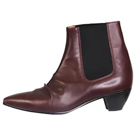 Céline-Burgundy boots with gathered detail at toe - size EU 38-Dark red