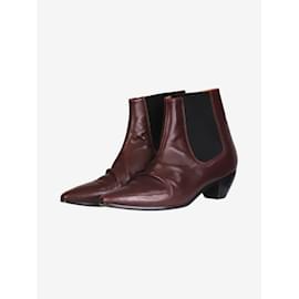Céline-Burgundy boots with gathered detail at toe - size EU 38-Dark red