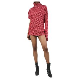 Calvin Klein Vestido rojo asimétrico de cuadros - talla UK 12 Roja