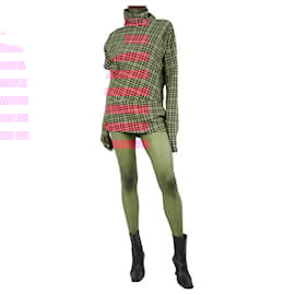 Calvin Klein-Red asymmetric checkered dress - size UK 12-Red