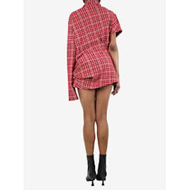 Calvin Klein-Red asymmetric checkered dress - size UK 12-Red