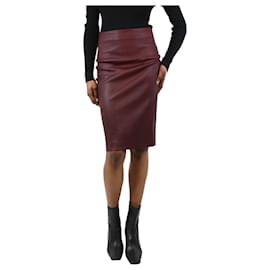 Theory-Burgundy leather pencil skirt - size UK 6-Dark red