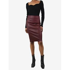 Theory-Burgundy leather pencil skirt - size UK 6-Dark red