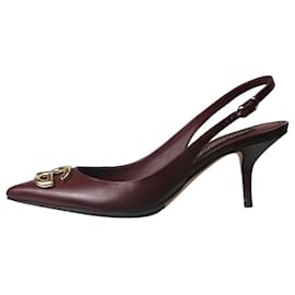 Dolce & Gabbana-Burgundy leather slingback pumps - size EU 37-Dark red
