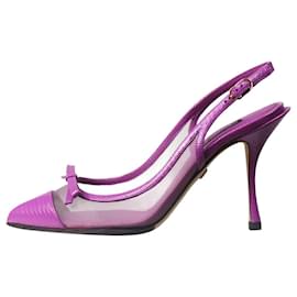 Dolce & Gabbana-Purple leather and mesh slingback pumps - size EU 37-Purple
