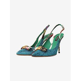 Dolce & Gabbana-Multicolour lurex patterned slingback heels - size EU 37-Multiple colors