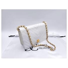Chanel-Chanel Timeless Classic Chevron White Single Flap Shoulder Bag-White
