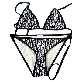 DIOR Schrägbikini Marineblau