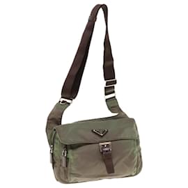 Prada-PRADA Shoulder Bag Nylon Khaki Auth 64758-Khaki