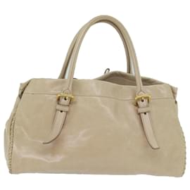 Prada-PRADA Hand Bag Leather 2way Beige Auth 62596-Beige