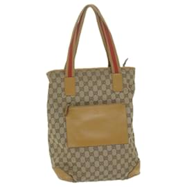 Gucci-GUCCI GG Canvas Sherry Line Tote Bag Beige Red Brown 019 0401 Auth th4479-Brown,Red,Beige