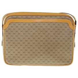 Gucci-GUCCI Micro GG Supreme Sac à bandoulière PVC Cuir Beige Auth e4487-Beige