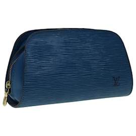 Louis Vuitton-LOUIS VUITTON Epi Dauphine PM Pouch Blue M48445 LV Auth 64292-Blue