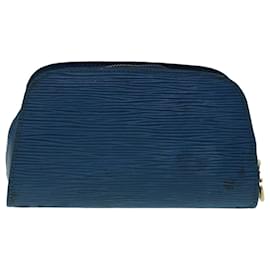 Louis Vuitton-LOUIS VUITTON Epi Dauphine PM Pouch Blue M48445 LV Auth 64292-Blue