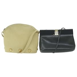 Salvatore Ferragamo-Salvatore Ferragamo Shoulder Bag Leather 2Set Green Beige Auth bs11482-Beige,Green