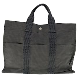 Hermès-HERMES Her Line MM Tote Bag Canvas Gray Auth bs11592-Grey