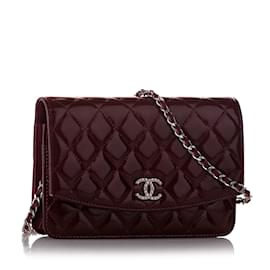 Chanel-CHANEL Sacs à main Portefeuille sur chaîne-Rouge