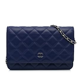 Chanel-CHANEL Sacs à main Portefeuille sur chaîne intemporel/classique-Bleu