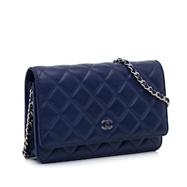 Chanel-CHANEL Sacs à main Portefeuille sur chaîne intemporel/classique-Bleu