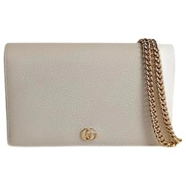 Gucci-Gucci Gucci GG Marmont mini bag with ivory leather shoulder strap with chain-Other