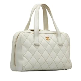 Chanel-CHANEL Handbags Wild Stitch-White