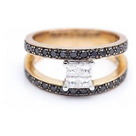 Autre Marque Gold and diamond ring Invisible setting. Black Golden