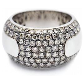 Autre Marque-Ring in White and Rose Gold with Diamonds.-Silvery