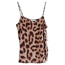 Equipment-Top camisola de seda con estampado de leopardo Layla de Equipment-Castaño