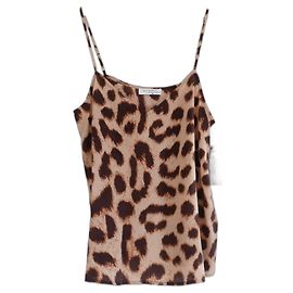 Equipment Top canotta in seta leopardata Layla Marrone