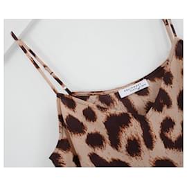 Equipment-Top camisola de seda con estampado de leopardo Layla de Equipment-Castaño