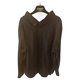 Balenciaga-Balenciaga camisa con cuello oscilante-Negro