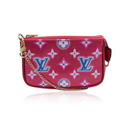 Louis Vuitton-Pink Neon Monogram Vernis Mini Pochette Accessories Bag-Pink