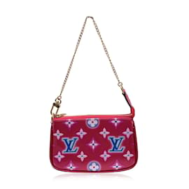 Louis Vuitton-Pink Neon Monogram Vernis Mini Pochette Accessories Bag-Pink