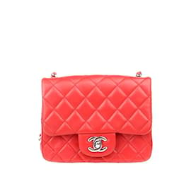 Chanel-Quilted Leather Classic Mini Flap Bag-Orange